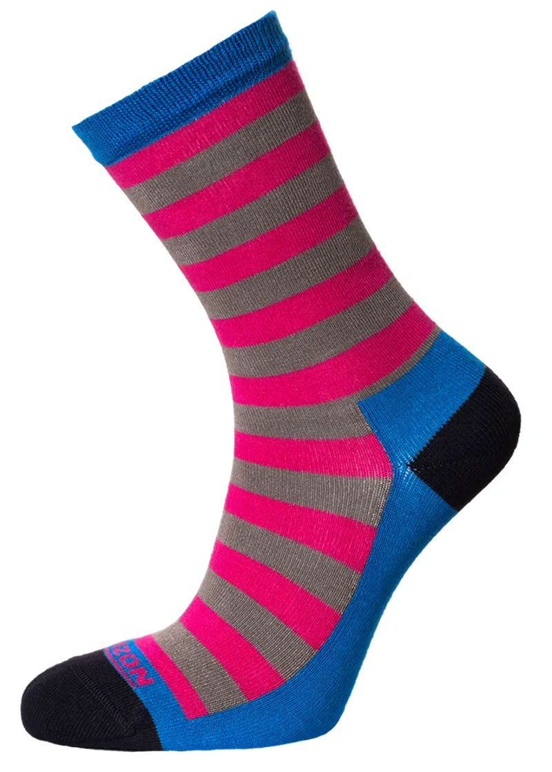 Horizon Womens Bamboo Sock Size 4/7 Blue/Fuchsia