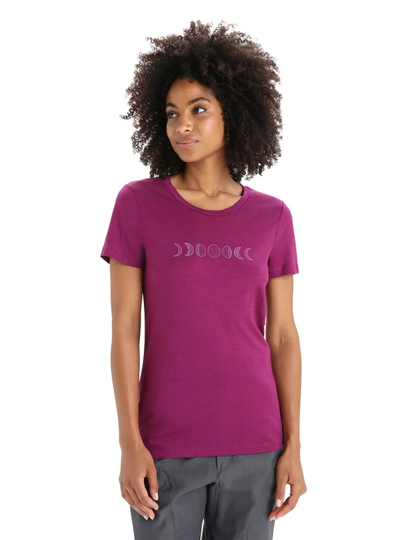 Icebreaker Womens Merino Tech Lite II Short Sleeved T-Shirt Moon Phase Go Berry-2