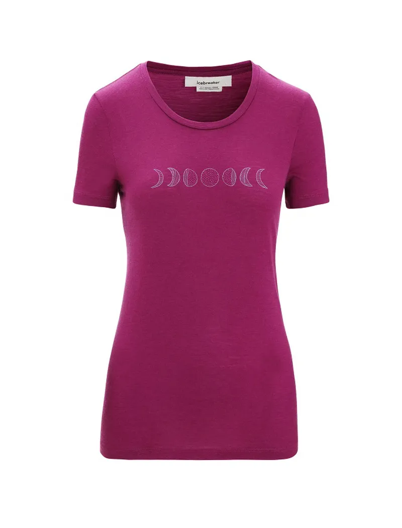 Icebreaker Womens Merino Tech Lite II Short Sleeved T-Shirt Moon Phase Go Berry