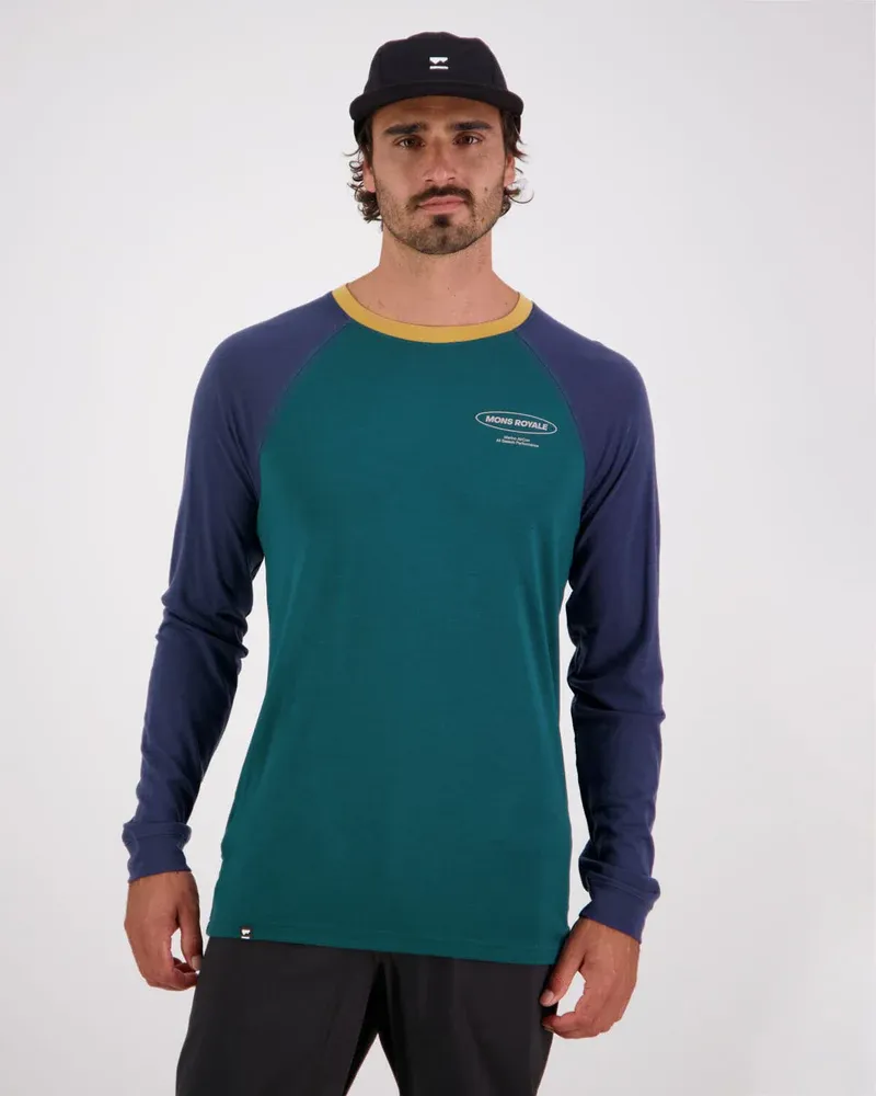 Mons Royale Men's Icon Raglan Evergreen / Midnight