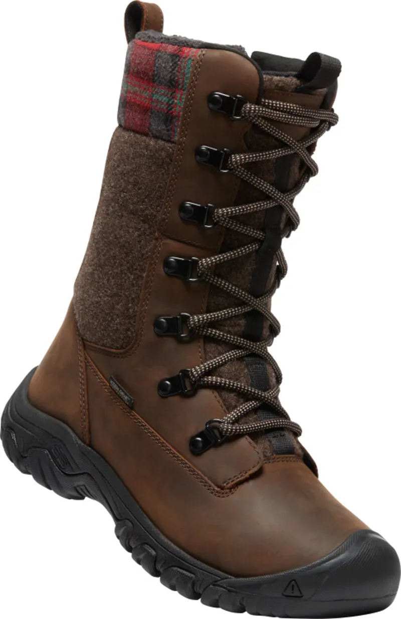 Keen Womens Greta Tall Boot Waterproof Boot Brown/Red Plaid-1