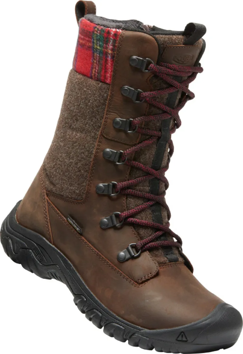 Keen Womens Greta Tall Boot Waterproof Boot Brown/Red Plaid-2