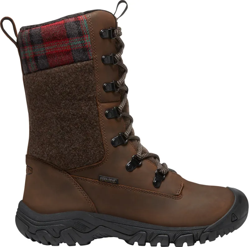 Keen Womens Greta Tall Boot Waterproof Boot Brown/Red Plaid