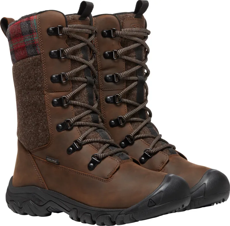Keen Womens Greta Tall Boot Waterproof Boot Brown/Red Plaid-3