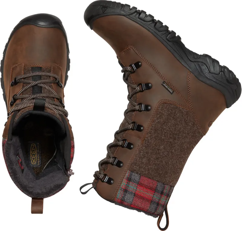 Keen Womens Greta Tall Boot Waterproof Boot Brown/Red Plaid-4