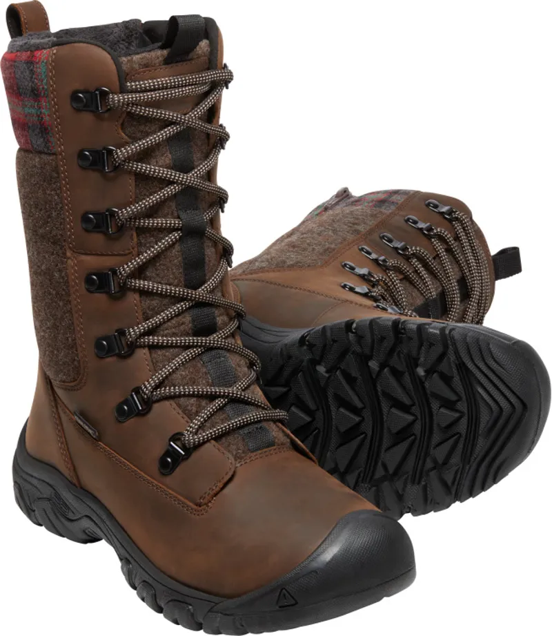 Keen Womens Greta Tall Boot Waterproof Boot Brown/Red Plaid-5