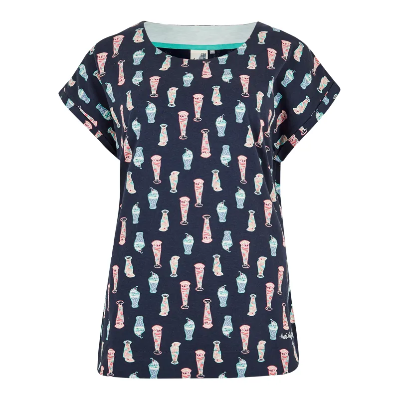 Weird Fish Womens Paw Paw Printed Jersey T-Shirt Navy Blue