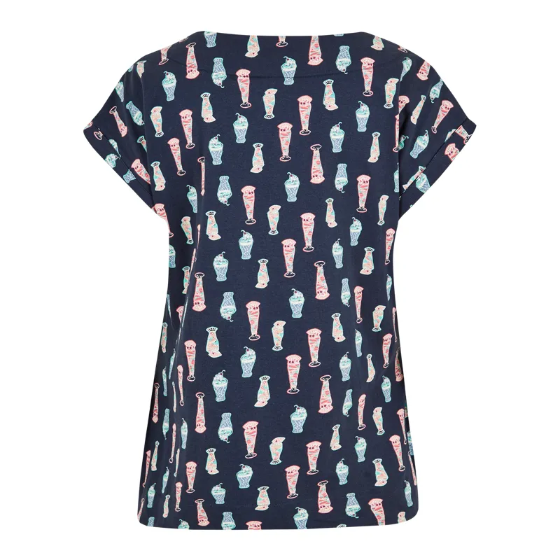 Weird Fish Womens Paw Paw Printed Jersey T-Shirt Navy Blue-1