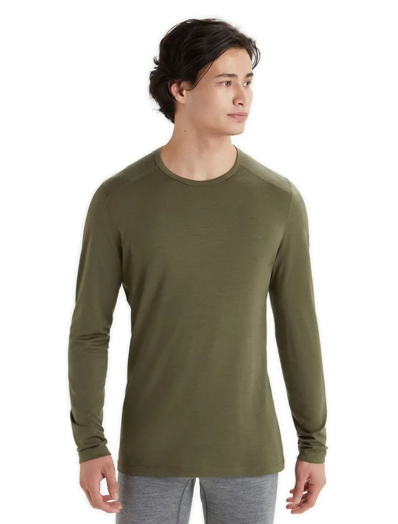 Icebreaker Mens Merino 200 Oasis Long Sleeve Crewe Thermal Top Loden