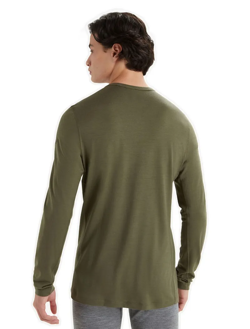 Icebreaker Mens Merino 200 Oasis Long Sleeve Crewe Thermal Top Loden-1