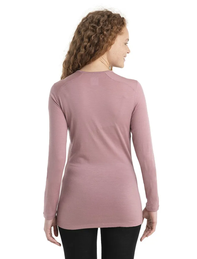 Icebreaker Womens 200 Oasis Long Sleeve Crewe Thermal Top Crystal-1