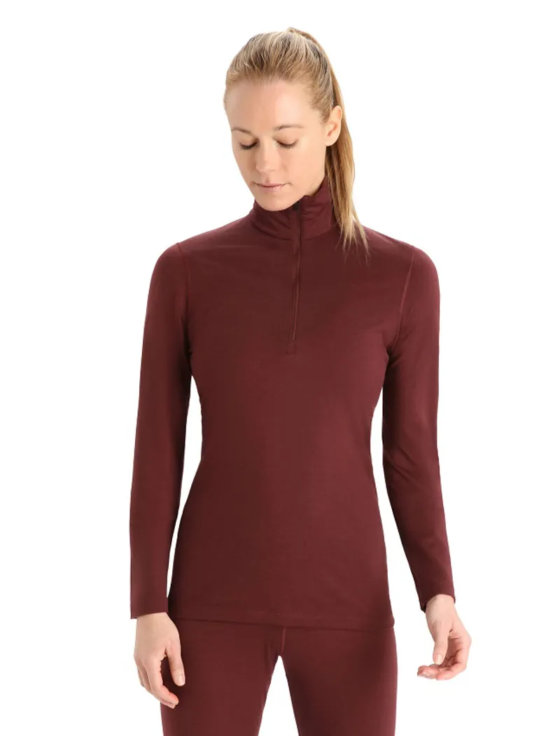 Icebreaker Womens 200 Oasis Long Sleeve Half Zip Thermal Top Espresso-1