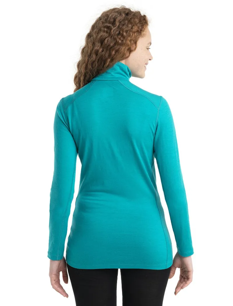 Icebreaker Womens 200 Oasis Long Sleeve Half Zip Thermal Top Flux Green-1