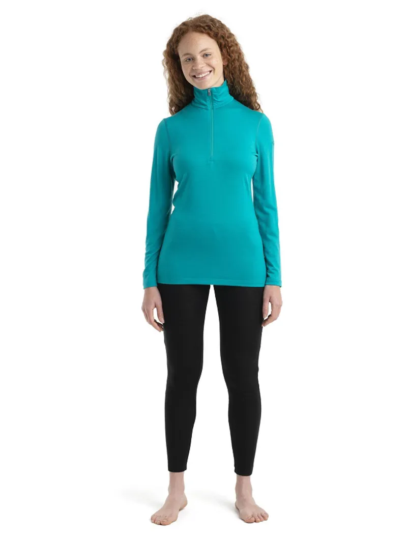 Icebreaker Womens 200 Oasis Long Sleeve Half Zip Thermal Top Flux Green-2