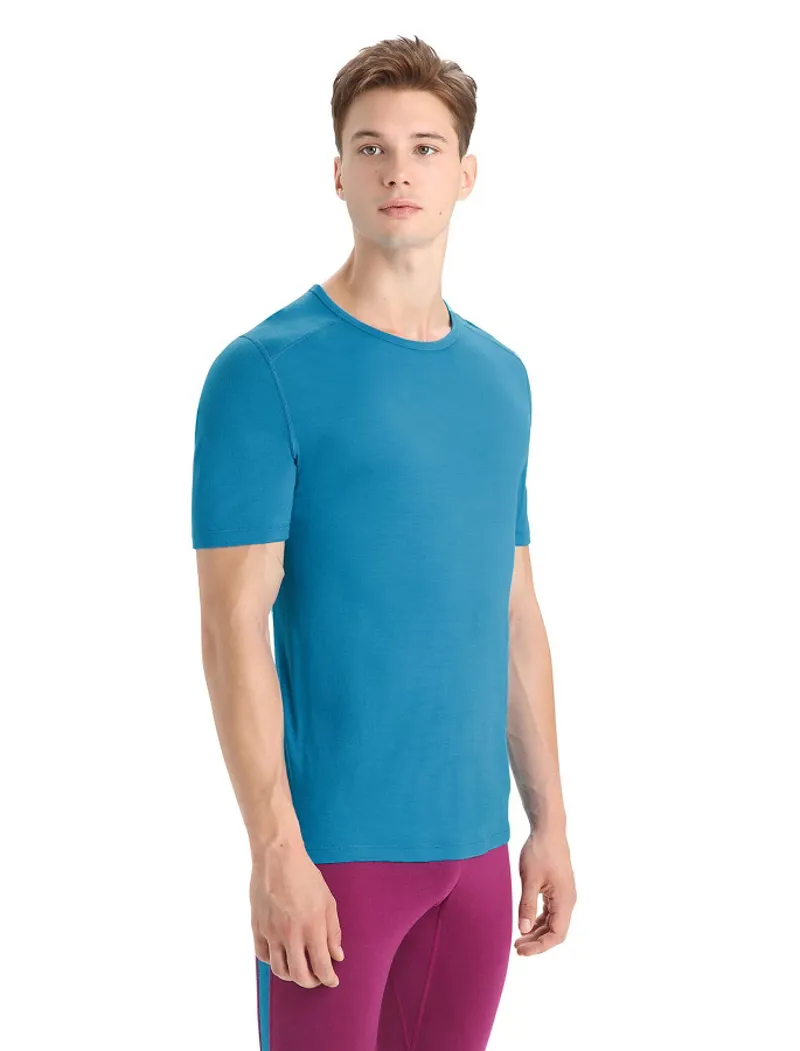 Icebreaker Mens Merino 200 Oasis Short Sleeved Crewe Thermal Top Geo Blue-2
