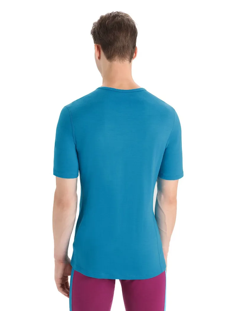 Icebreaker Mens Merino 200 Oasis Short Sleeved Crewe Thermal Top Geo Blue-3