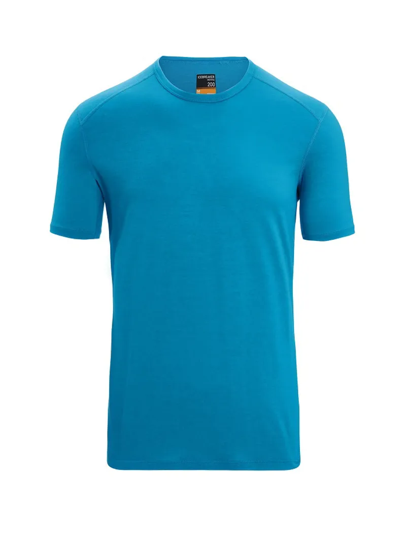 Icebreaker Mens Merino 200 Oasis Short Sleeved Crewe Thermal Top Geo Blue