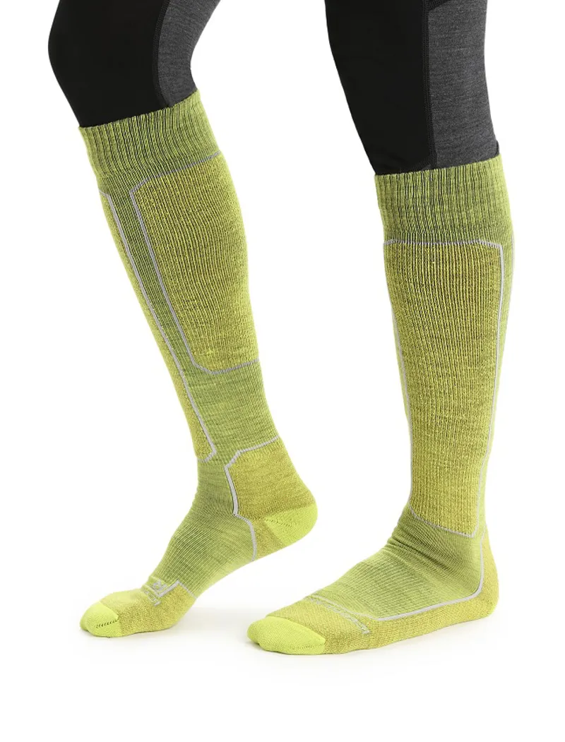 Icebreaker Mens Ski+ Light Over The Calf Ski Socks Shine/Ether/Silent Gold-2
