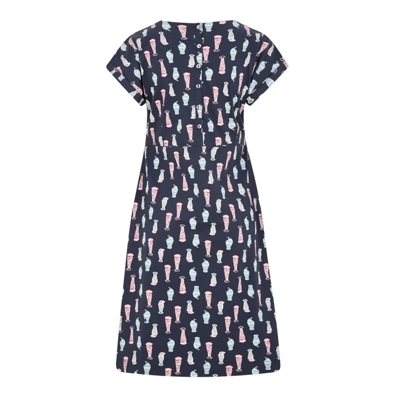 Weird Fish Womens Tallahassee Printed Jersey Dress Navy Blue-1