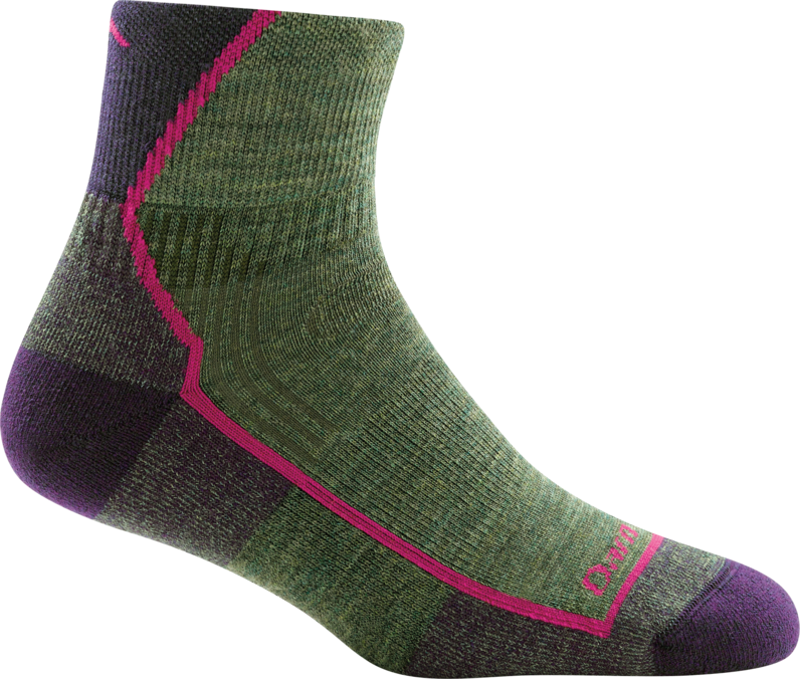 Darn Tough Womens Hiker 1/4 Sock Cushion Moss Heather