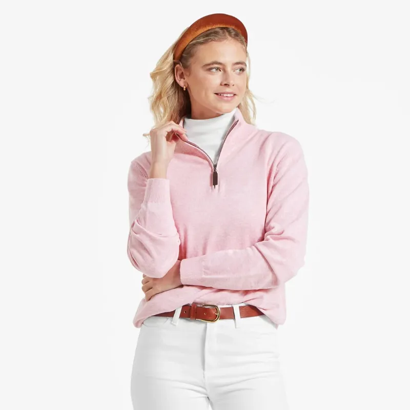 Schoffel Women's Polperro Pima Cotton 1/4 Zip Pink Marl