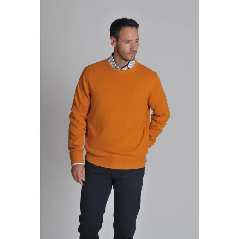 Schoffel Mens Cotton Cashmere Crew Jumper Ochre
