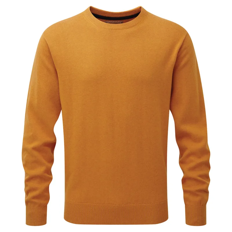 Schoffel Mens Cotton Cashmere Crew Jumper Ochre-1