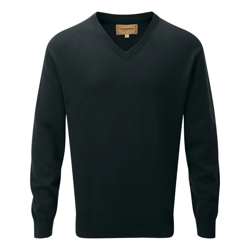 Schoffel Cotton Cashmere Mens V Neck Sweater Forest