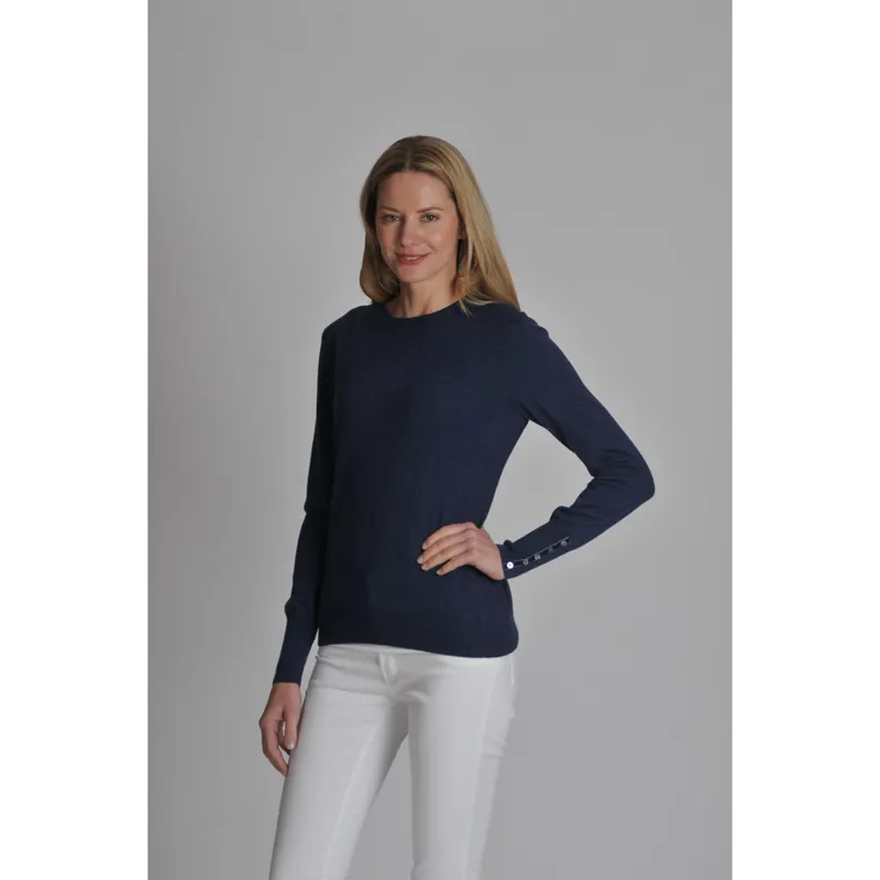 Schoffel Cotton Cashmere Womens Crew Neck Sweater Indigo-2