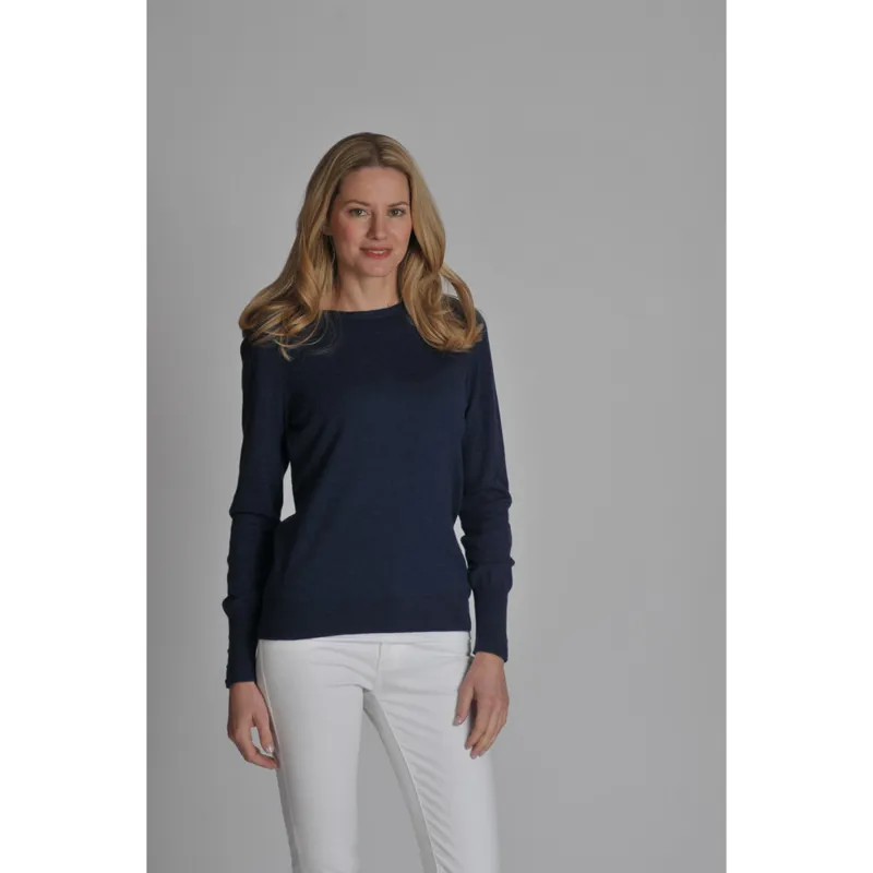 Schoffel Cotton Cashmere Womens Crew Neck Sweater Indigo-1