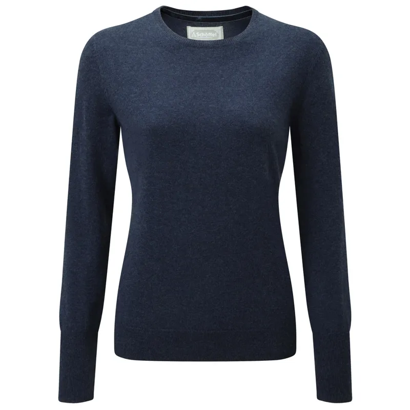Schoffel Cotton Cashmere Womens Crew Neck Sweater Indigo