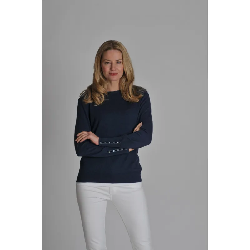 Schoffel Cotton Cashmere Womens Crew Neck Sweater Indigo-3