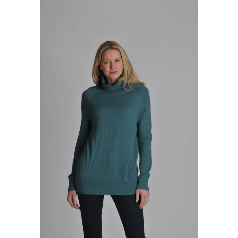 Schoffel Cotton Cashmere Womens Turtle Neck Sweater Kingfisher-1