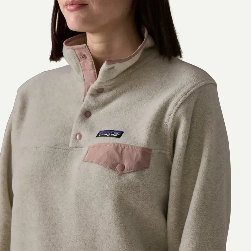 Patagonia Women's Lightweight Synchilla Snap-T Fleece Pullover in Oatmeal Heather w/Moonrise Taupe-4