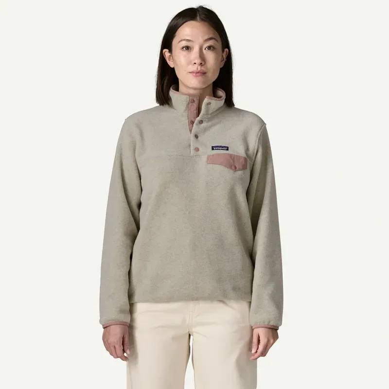 Patagonia Women's Lightweight Synchilla Snap-T Fleece Pullover in Oatmeal Heather w/Moonrise Taupe-1