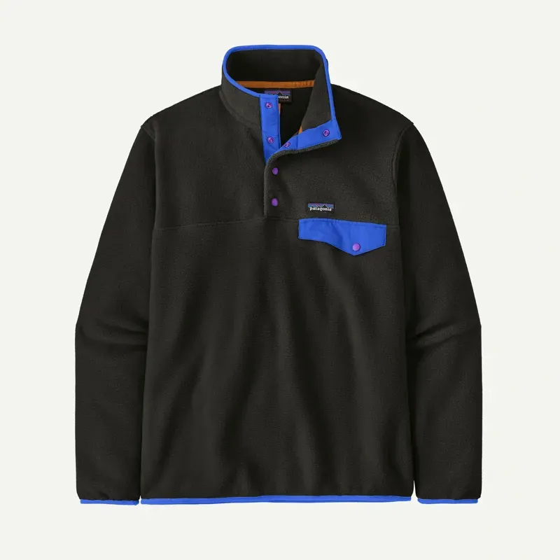 Patagonia Lightweight Synchilla Snap-T Fleece Pullover in Black w/P6 Blue