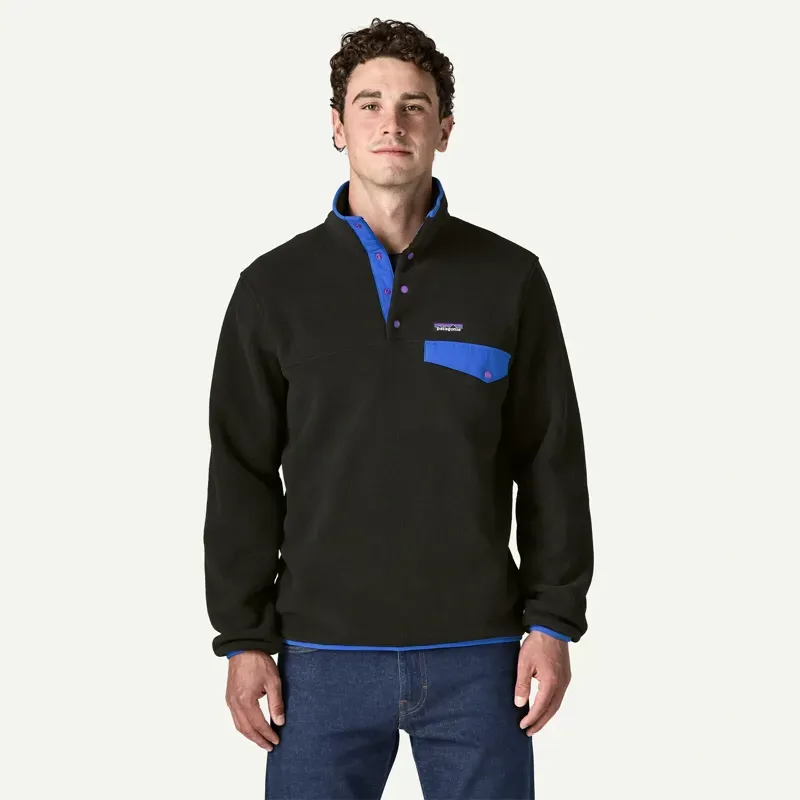 Patagonia Lightweight Synchilla Snap-T Fleece Pullover in Black w/P6 Blue-1