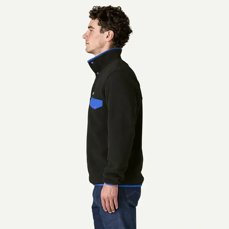 Patagonia Lightweight Synchilla Snap-T Fleece Pullover in Black w/P6 Blue-3