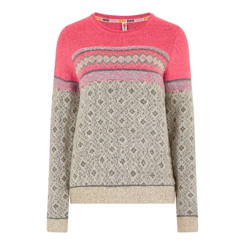 Weird Fish Steffi Womens Fair Isle Jumper Chalk-2