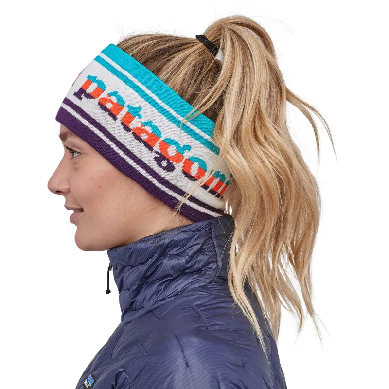 Patagonia Lined Knit Headband Park Stripe Band: Birch White-2