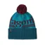 Patagonia Powder Town Beanie in Mountain Minded Geo: Smolder Blue