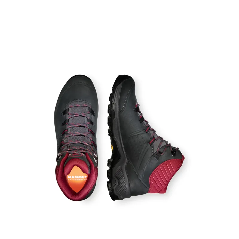 Mammut Nova IV Mid GTX Womens Hiking Boots in Black-Blood Red-3