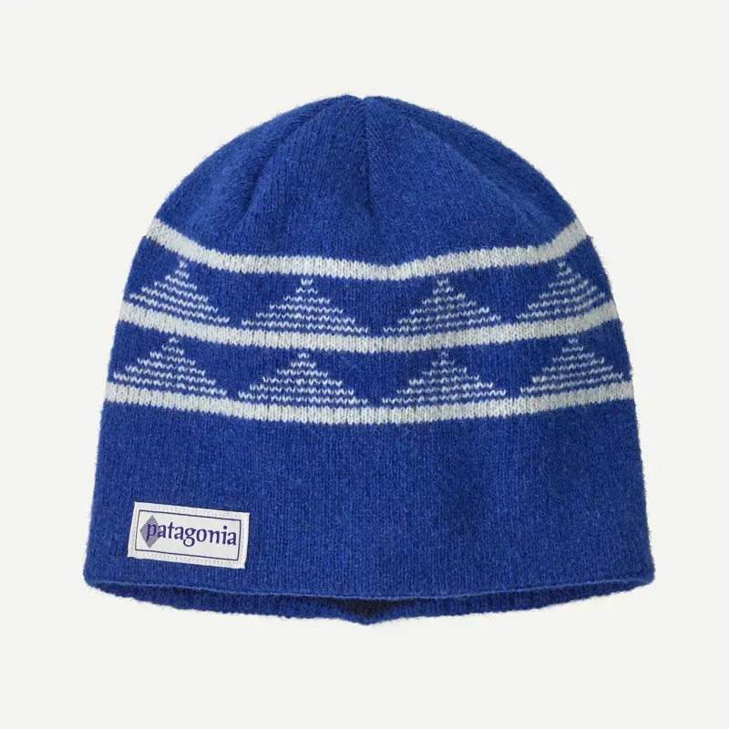 Patagonia Cinder Beanie in Hut Tripper Stripe: Cobalt Blue