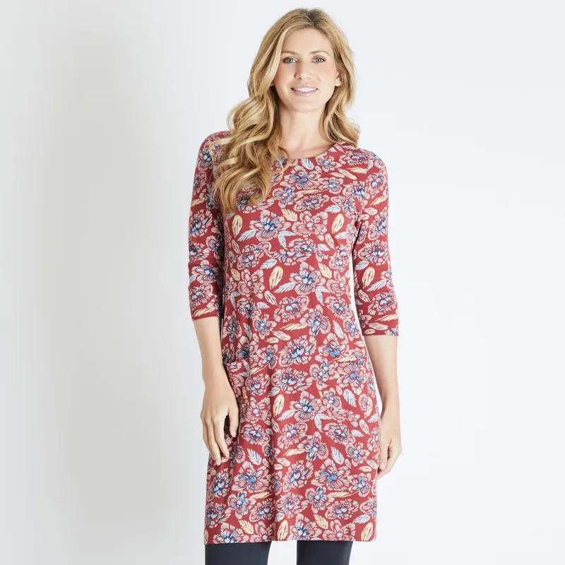 Weird Fish Womens Starshine Printed Jersey Dress Chilli Red-2