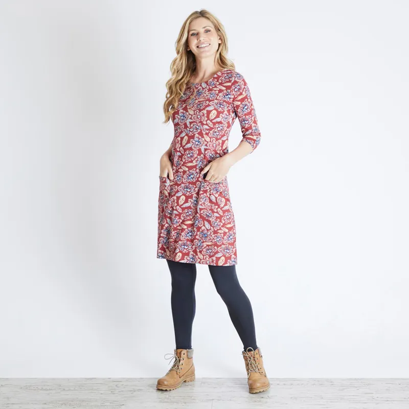 Weird Fish Womens Starshine Printed Jersey Dress Chilli Red-4