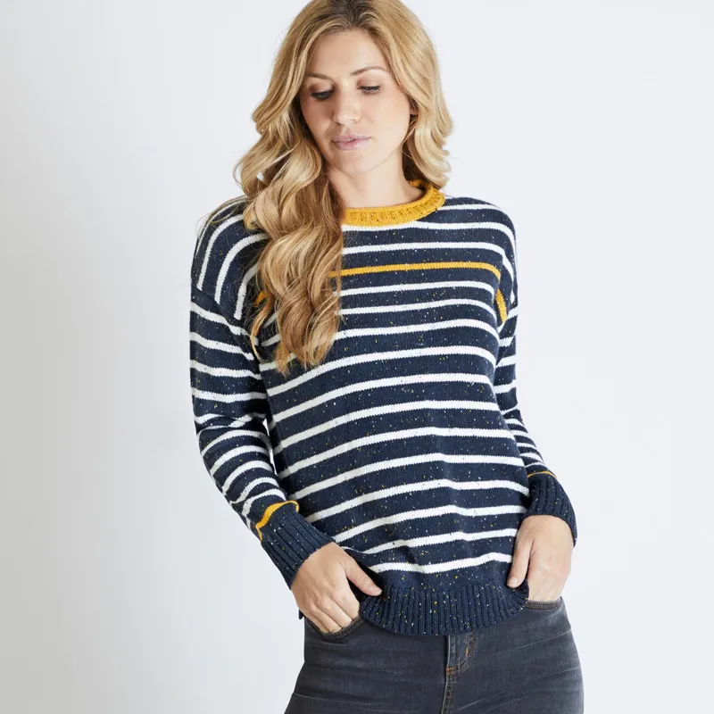 Weird Fish Womens Alexa Nepp Stripe Jumper Dark Navy