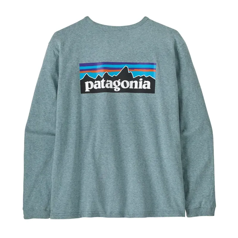 Patagonia Women's Long-Sleeved P-6 Logo Responsibili-Tee in Blue Sage