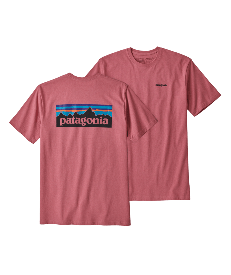 Patagonia Mens P-6 Logo Responsibili-Tee Sticker Pink
