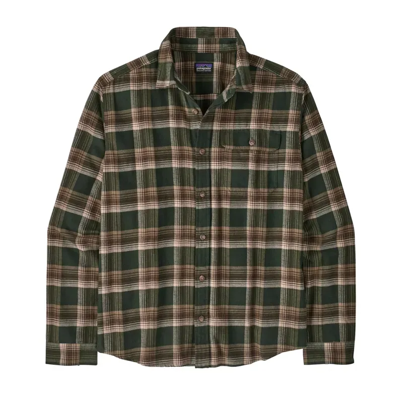 Patagonia Long-Sleeved Lightweight Fjord Flannel Shirt in Cozy Cabin: Treeline Green