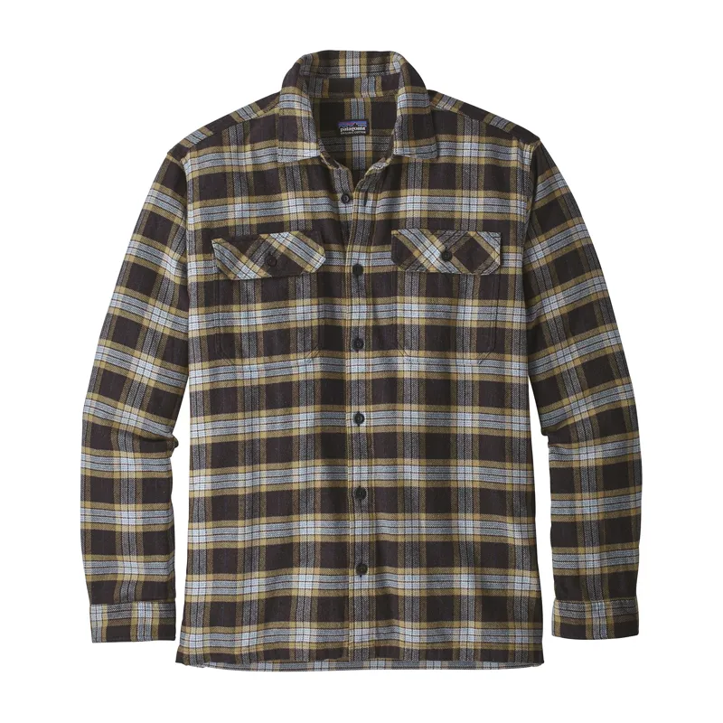 Patagonia LS Fjord Flannel Mens Shirt Migration Plaid Small: Black